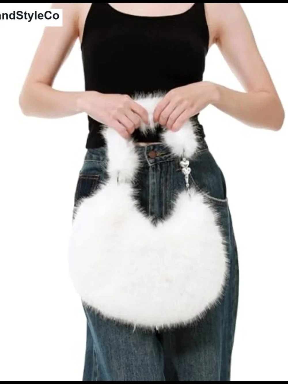 Faux Fur Plush Shoulder Bag Y2K Cute Fuzzy Purse Handbag